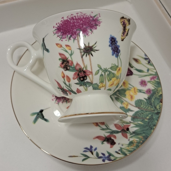 porcelain Other - Floral Porcelain Teacup and Saucer Set